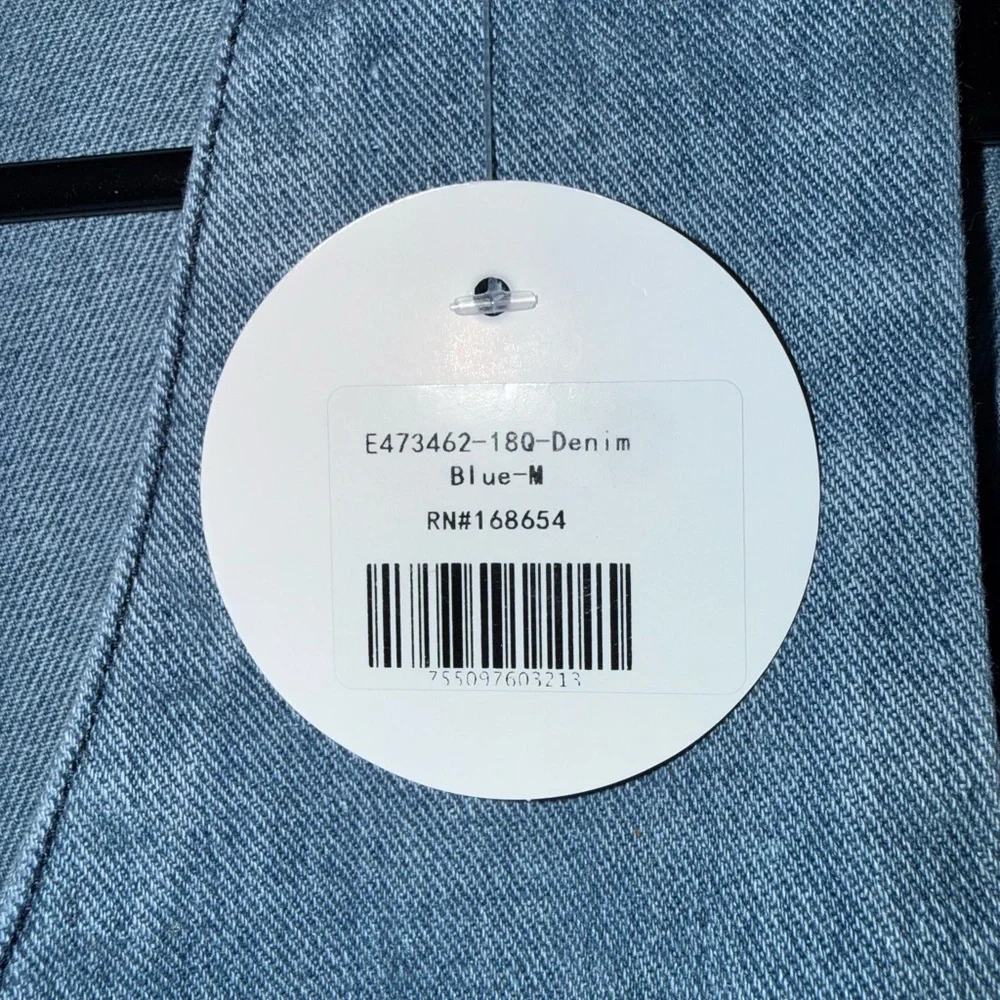 Light‎ Blue Denim Button-Up Vest with Floral Tag
